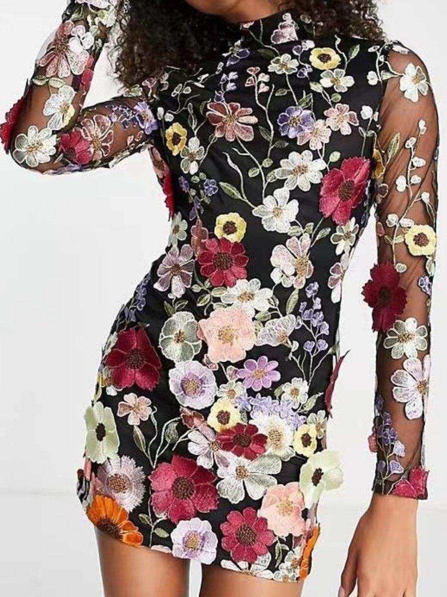Women's 3D Floral Dress Sustainable Fabric All-Season